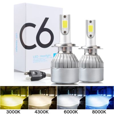 2PCS C6 Led Car Headlight H7 LED H4 Bulb H8 H1 H3 H11 HB3 9005 HB4 9006 9007 880 881 Auto Lamps Fog Lights Ice Blue White Yellow Bulbs  LEDs  HIDs