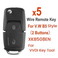 XKB508EN Wire Universal Remote Key 2 Button Fob for VW B5 Style for Xhorse VVDI Key Tool 5Pcs/Lot