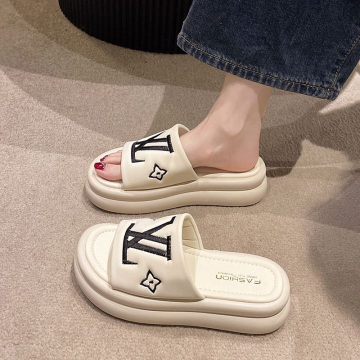 july-candy-colored-shit-feeling-thick-soled-one-word-slippers-womens-outerwear-2023-summer-hot-style-student-cute-lightweight-sandals-and