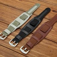 Nylon Watchband Strap 18mm 20mm 22mm 24mm Canvas Leather Replacement Watch Band Bracelet Watch Belt with Spring Pins