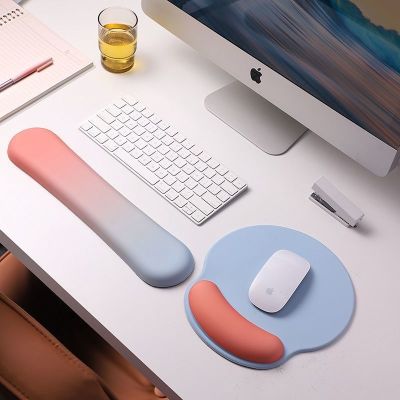 ▽☜◇ 3D Wrist Rest Mouse Pad Keyboard Pad Set Ergonomic Cushion Gaming Mice Mat Office Home PC Laptop Desktop Hand Support Mousepad