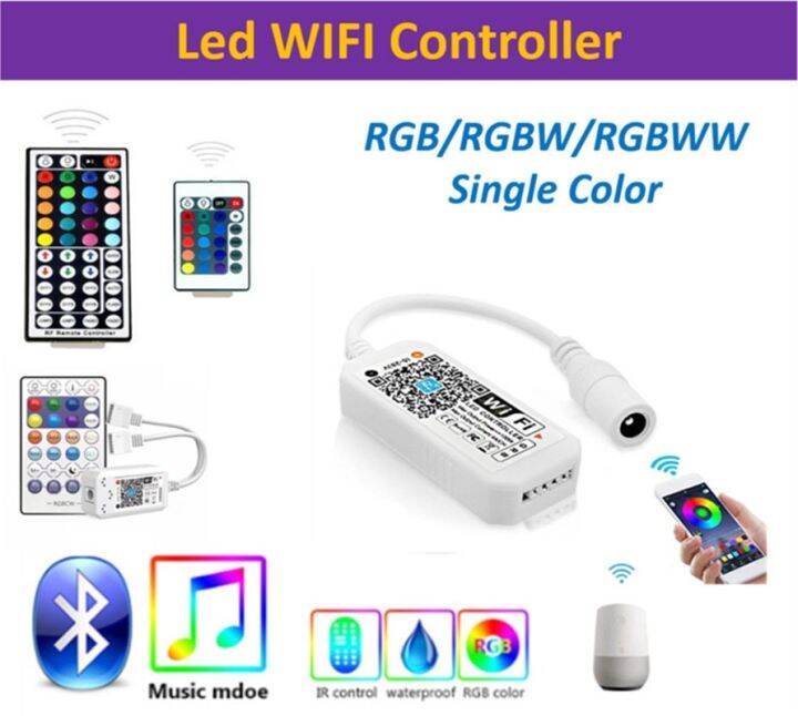 ตัวควบคุมไวไฟแอลซีดีบลูทูธ-rgbw-rgbww-ตัวควบคุม-wifi-led-rgb-12v-24v-dc5v-สำหรับ-ws2812b-5050-2835-ws2811แถบไฟ-led-บ้านเวทมนตร์