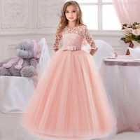 ZZOOI Summer Pink White Bridesmaid Girl Party Wedding  Kids Clothes For Girls Children Clothing Princess Vestidos 8 10 12 13 14 Years