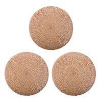 3X 40cm Tatami Cushion Round Straw Weave Handmade Pillow Floor Yoga Chair Seat Mat