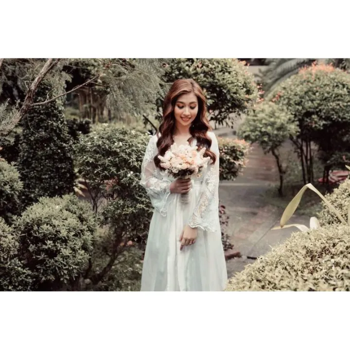 Victoria Bridal Satin Long Robe Long Trail with inner | Lazada PH