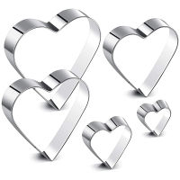 5 Pieces Heart Shape Cookie Cutter Set Cookie Cutter Stainless Steel Heart Cutter s Day Present