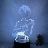 Attack On Titan Rivaille Ackerman 3D โคมไฟ Action Figure LED NightLight 7สี Touch Table Decor Night ของขวัญรุ่น