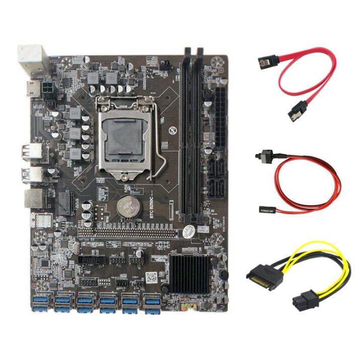 b250c-miner-motherboard-sata-15pin-to-6pin-cable-sata-cable-switch-cable-12-pcie-to-usb3-0-gpu-slot-lga1151-ddr4-for-btc