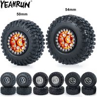 YEAHRUN ขอบรอกหมุนโลหะ SCX24และชุดยาง Ruer 4ชิ้นสำหรับ SCX24 1/24แกนชิ้นส่วนล้อรถยนต์ตีนตะขาบ RC 1/18 TRX4M