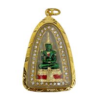 จี้พระแก้วมรกต กรอบทองไมครอน Phra Kaeo Morakot Emerald Buddha Amulet Gold Micron Case Home Decor by Boss