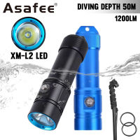 Asafee AF17D 50M Underwater Diving Flashlight L2 LED 1200LM SOS Light Battery Display Torch IPX8 Waterproof Lantern