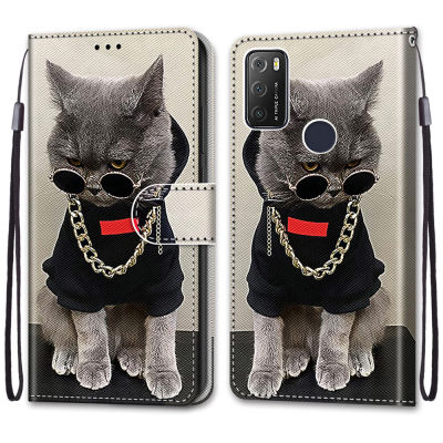 เคสหน้ังกลับมือถือพิมพ์ลายผีเสื้อสิงโตแมวสำหรับ Huawei Honor 8 9 10 Lite Mate 20 Lite ที่ใส่บัตรกระเป๋าเงิน Stand Book Cover CarterFa