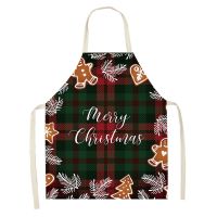 Plaid Elk Santa Claus Cristmas Apron Merry Christmas Decor for Home Women Home Cooking Baking Waist Bib Delantal Cocina 68x55cm Aprons