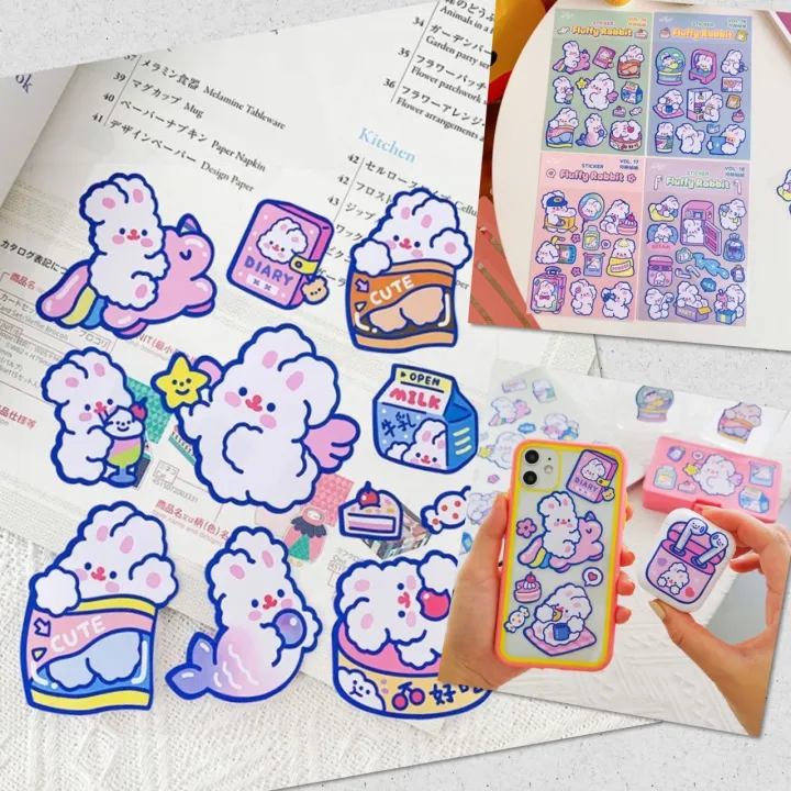 🌷 สติ๊กเกอร์ รุ่น กระต่าย Sticker น่ารัก สำหรับติดตกแต่ง DIY ติดแน่น ทน ...