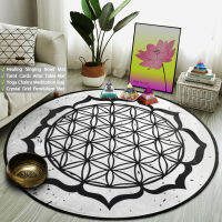 Black and White Flower Of Life Round Car Indian Mandala Rug Yoga Room Decor Meditation Mat Non Slip Pagan Reiki Healing Pads