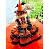 ชุดกระโปรงน้องหมา-แมว ต้อนรับฮาโลวีน Pumkin Dress ชุดราตรีฟักทองสุดสวย (ไม่รวมหมวก)