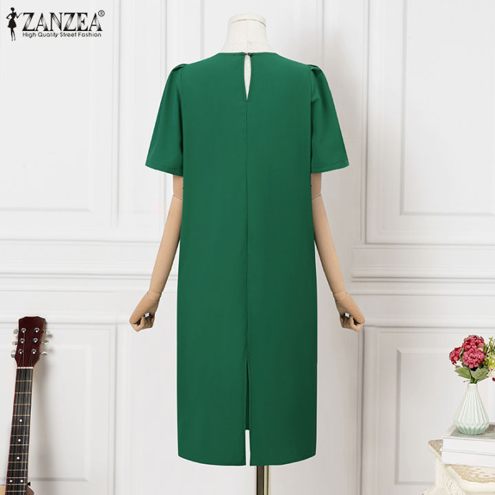 จัดส่งฟรี-fancystyle-zanzea-ชุดเดรสคอกลมแขนพองสไตล์เกาหลีของผู้หญิงสง่างามชุดเดรส-ol-ทำงาน-11