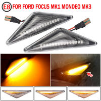 2ชิ้น LED แบบไดนามิกด้านเครื่องหมายเลี้ยวแสงสำหรับฟอร์ด Mondeo MK III MK3 2000-2007โฟกัส MK I 1998-2004ลำดับไฟกระพริบโคมไฟ