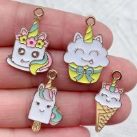 10pcs Enamel Charms Ice Cream  Unicorn Pendants For DIY Handmade Earrings Bracelets Necklaces Jewelry Making Crafts Accessories DIY accessories and ot