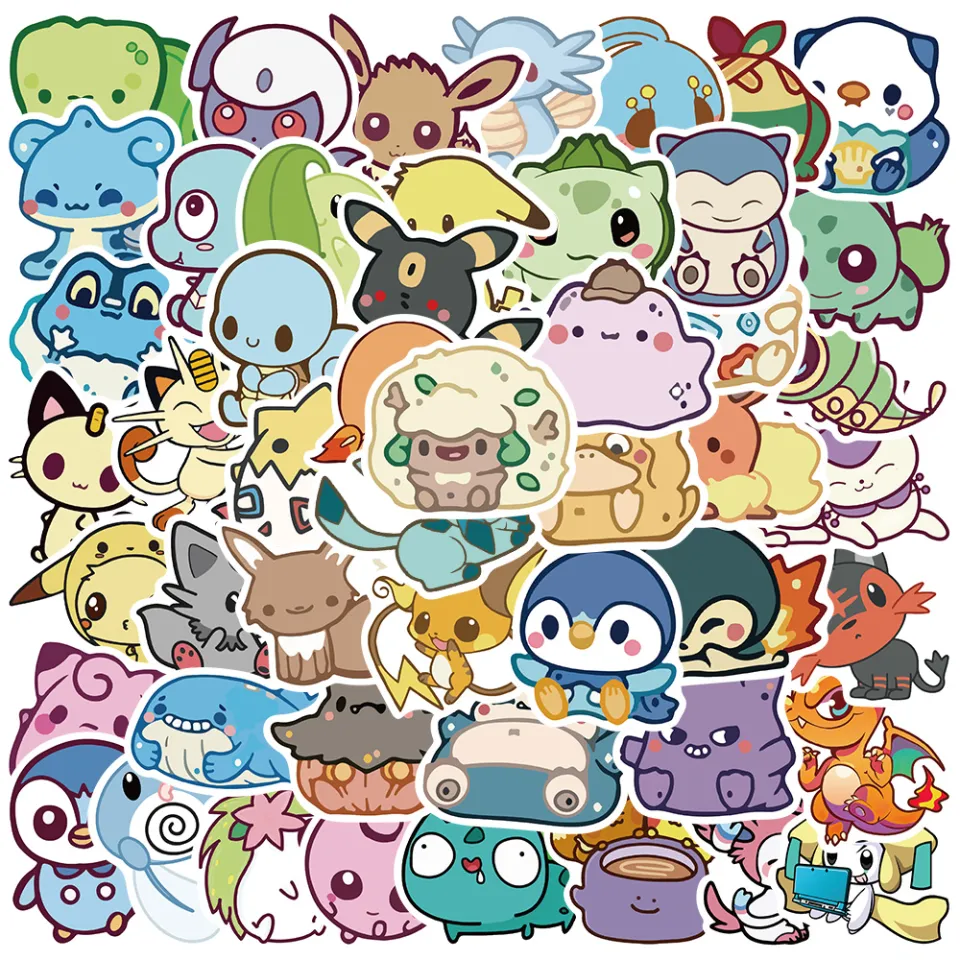 100pcs Sticker Pokemon Sticke Luggage Notebook Skateboard Helmet Sticker  Anime Stickers Cute Pikachu Sticker Pack