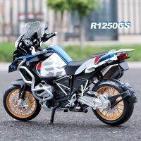 โมเดลรถ R1250GS BMW รถจักรยานยนต์ของเล่นอัลลอยหล่อไฟถนนทางขรุขระโมเดลรถยนต์เสียงและเสียงรถยนต์ของเล่นของเด็กผู้ชาย