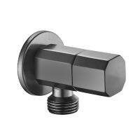 gray Brass Faucet Valve Wall Outlet Male G1/2 Gunmetal Faucets Shower Brass Angle Valve Bath Bathroom Accessories Two Way Water