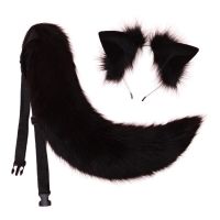 Girls Animal Wolf Cat Ears Tail Set Plush Hair Hoop Lolita Lovely Party Headdress Anime Cosplay Party Kawaii Accessories