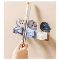 Bathroom Cartoon Waterproof Mop Rack Strong Self-adhesive Hook Punch-free Wall Mounted Mop Organizer Holder Multi-Purpose Hooks Picture Hangers Hooks