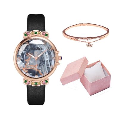 【July】 style womens belt watch fashion diamond deer quartz