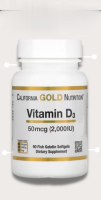 California Gold Nutrition, Vitamin D3, 50 mcg (2,000 IU), containing 90 soft capsules