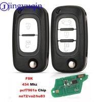 jingyuqin 2/3 Buttons Remote Flip Car Key Shell FSK 434MHZ PCF7961A Chip For Renault Clio Megane Kangoo 2 Modus