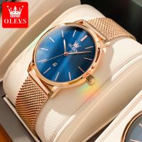 OLEVS Womens Watches Ultrathin Dial Mesh Belt สแตนเลสสตีลกันน้ํานาฬิกาข้อมือแฟชั่นควอตซ์ผู้หญิงนาฬิกา Reloj Mujer