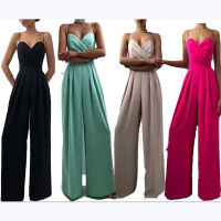 Elegant Jumpsuit ผู้หญิงฤดูร้อนเซ็กซี่แขนกุดสลิงห่อหน้าอกสูงเอว Rompers Casual Party หญิง Jumpsuit