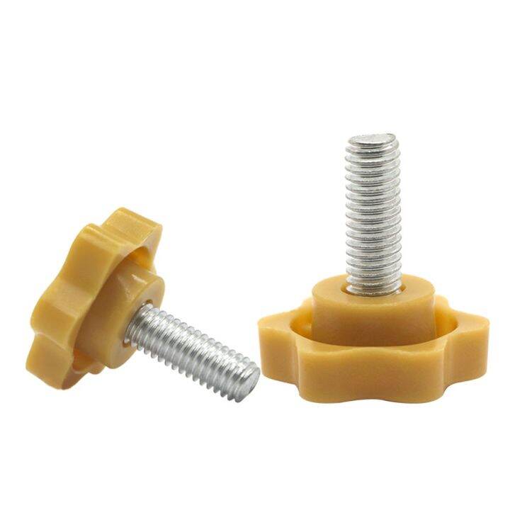 2pcs-star-shape-thread-clamping-handle-bolt-m4-m5-m6-m8-m10-six-lobe-bakelite-hand-knob-tightening-screws-white-yellow-black