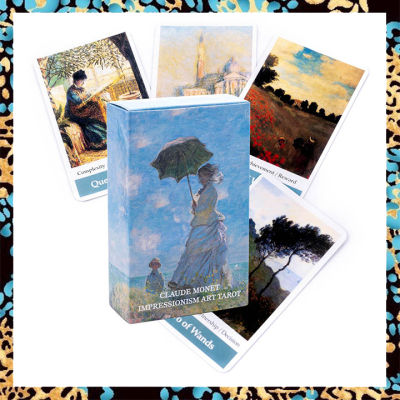 Claude Monet เคสรูปไพ่ทาโรต์แนวอิมเพรสชันนิสสำหรับการ์ดพร้อมคู่มือกระดาษ | ขนาดมาตรฐาน12X7ซม. | การ์ดไพ่ทาโรต์78แผ่นและ Guidebook เวอร์ชั่นภาษาอังกฤษ ไพ่ยิปซี ไพ่ออราเคิล ไพ่ทาโรต์  Impressionism Art Tarot