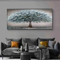 Modern Green Fortune Tree Decoration Painting Lucury Canvas Poster Print Wall Art Picture for Living Room Home Decor (No Frame)