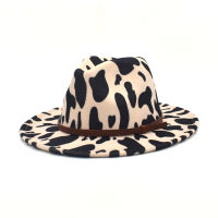 FUODRAO New Autumn Winter Cow Print Fedoras Hats Women Wool Felt Jazz Caps Men Wide Brim Gentleman Elegant Chapeau Femme NN15