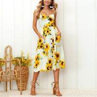 Womens wind hot style plus-size fat M sexy backless v-neck long skirt of tall waist strap print dress