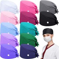 Solid Color Scrubs Cap Adjustable Cotton Hats Nurse Uniform Essories Unisex Hospital Beauty Store Work Caps