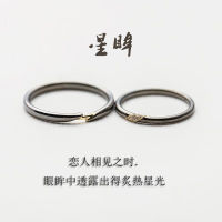 S925 Sterling Silver Black Gold Star Eyes Ring for Female Couples Simple Student Korean Ring Adjustable Christmas Gift MWJV