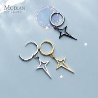 MODIAN Fashion 3 Color Big Cross Star Hoop Earring for Women Gift Pure 925 Sterling Silver Geometric Hook Earring Fine Jewelry