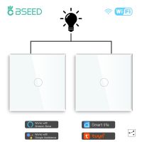 BSEED Tuya สวิตช์1แก๊ง2ทางสวิทช์แบบสัมผัสอัจฉริยะ Tuya Google ชีวิตอัจฉริยะ Alexa Panel2pack กระจกควบคุมแอปไร้สาย