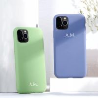 ℗ Custom Name Initials Liquid Silicone Phone Case for iphone 13 Case 14 11 12 Pro Max 8 Plus SE 2020 Couple Gift Funda X XS XR 6 7