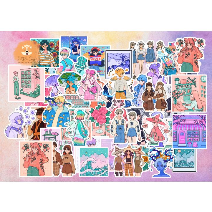 Set 20 hình dán sticker anime girl cute space boba dễ thương trang ...