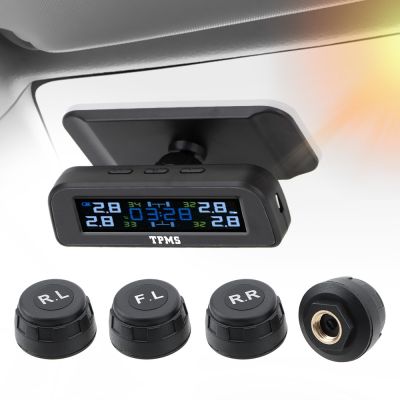 【LZ】❧✼  Sistema De Monitoramento De Pressão Dos Pneus Aviso De Temperatura Economia De Combustível 4 Sensores Externos Monitor De Pressão De Pneus Do Carro TPMS Solar