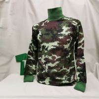 เสื้อยืดแขนยาวคอเต่าลายพรางบุไหล่บุศอก หลายลาย [สินค้าพร้อมส่ง]