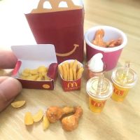 NEW 1/6 Scale Dollhouse Miniature Fried Chips Chicken Leg Ice-cream Orange Juice Mini Fast Food for Doll House Kitchen Play Toys