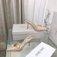 Womens Spring/Summer New Crystal Chain High Heels 8cm Sexy and Charming Cowhide Sheepskin Lining Size 34-42 Black White Champagne