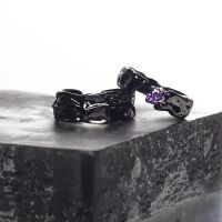 Vintage Black Gothic Finger Rings for Women Men Punk Hip Hop Irregular Open Adjustable Rings Wedding Party Jewlery Gift