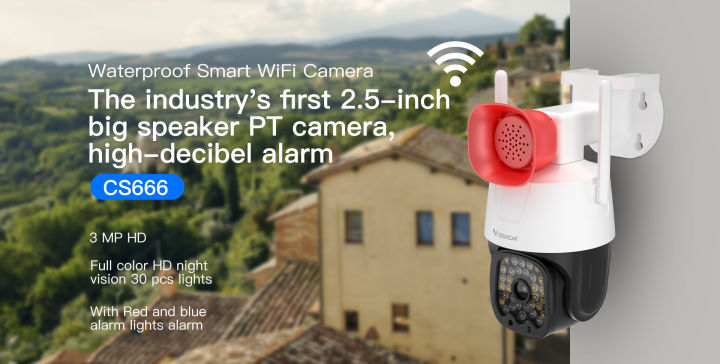 กล้องวงจรปิด-wifi-outdoor-ภาพชัด-บันทึกเสียงภาพลำโพงดัง-vstarcam-cs666ชัด-ทน-กันน้ำ-ai-ติดหน้าบ้านเสียงไซเรนเเจ้ง-ติดตั้งเองง่ายๆ